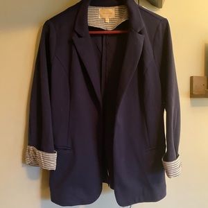 Navy Blue Knit Blazer